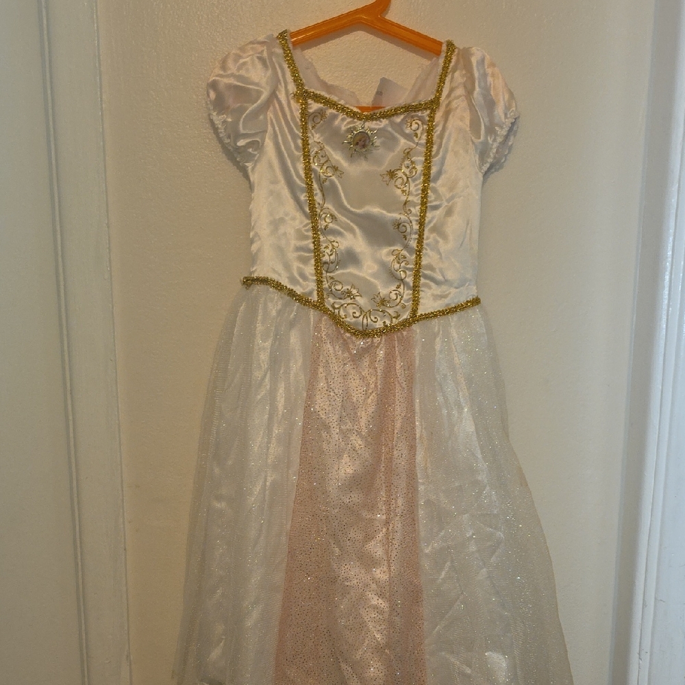 Elegant White and Gold Kids Costume Dress